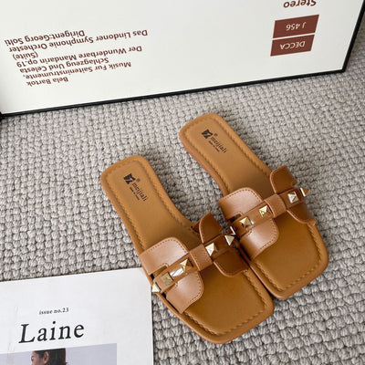 Damen Designer Hausschuhe mit dekorativen Nieten Fudus