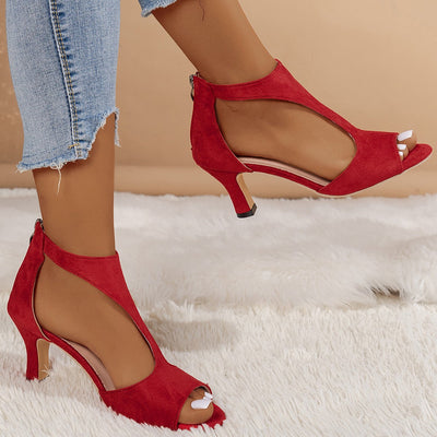 Damen Peeptoe-Pumps mit stilvollem Leopardenmuster und elegantem Fersenriemen Fudus