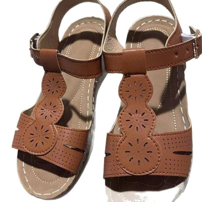 Damen Sommerliche Komfort-Sandalen mit elegantem Blumen-Design und anatomischem Fußbett Fudus