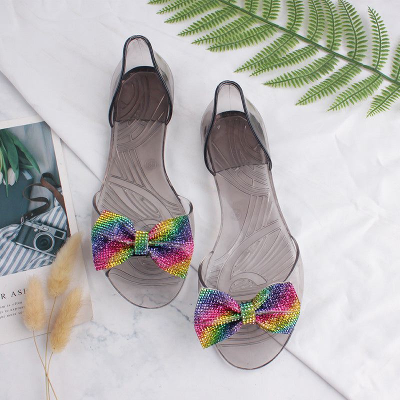 Damen Attraktive Badeschuhe mit glitzerndem Schleifen-Design Fudus