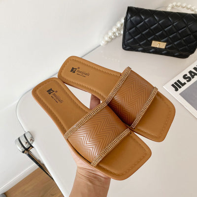 Damen Elegante und bequeme Pantoletten mit Strassverzierungen Fudus