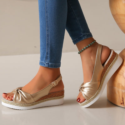Damen Wedge-Sandalen mit elegantem Knoten-Design und rutschfester Sohle Fudus