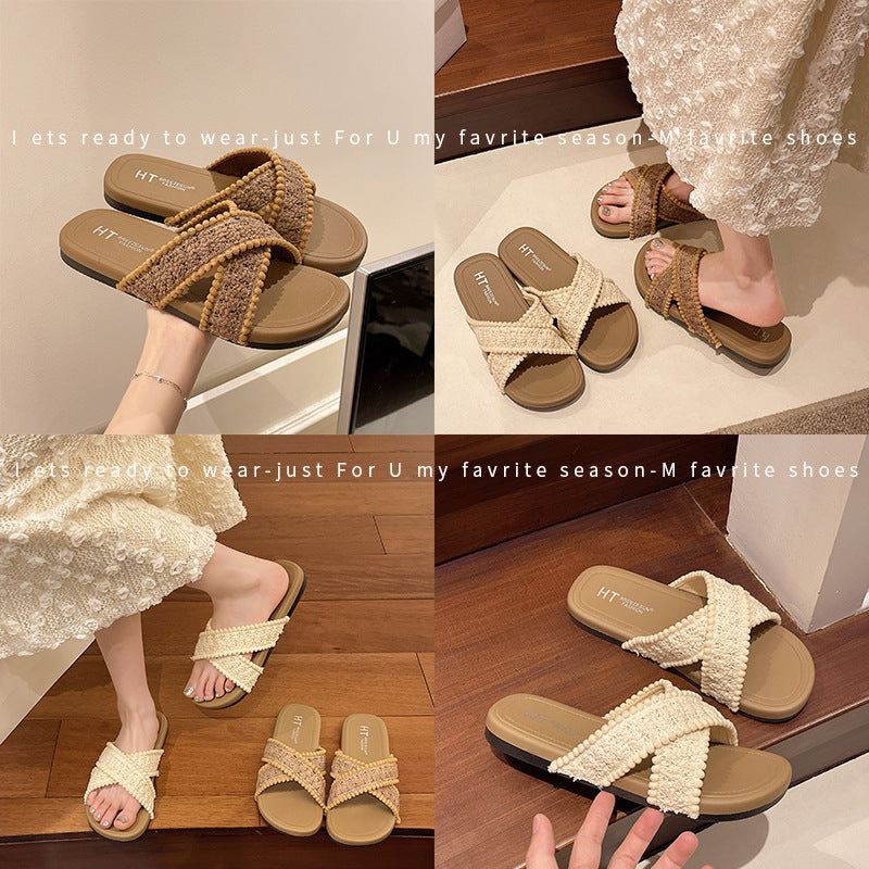 Damen Relaxte und stilvolle Slides mit geflochtenem Design Fudus