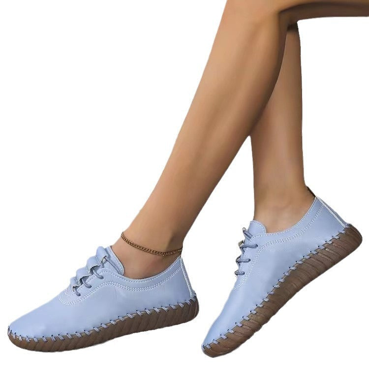 Damen bequeme Schnürschuhe aus hochwertigem Leder mit ergonomischer Sohle Fudus