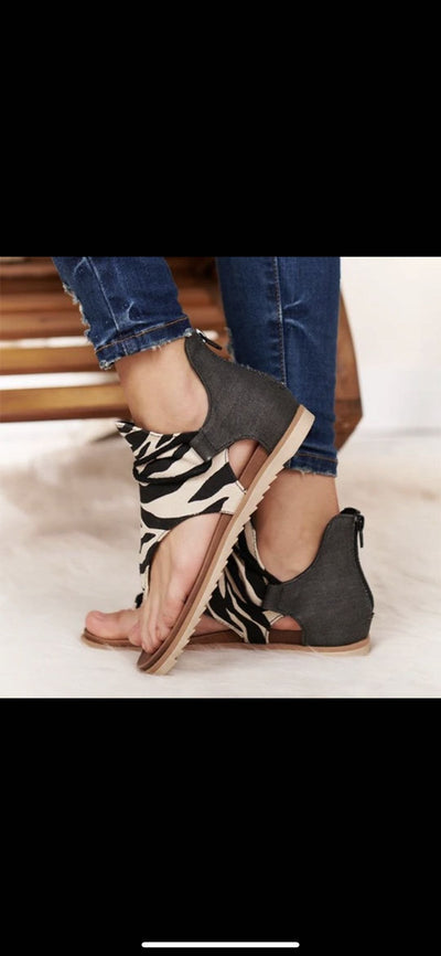 Damen offene Zehenschuhe mit modischem Tiermuster Fudus