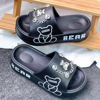 Damen Elegant verzierte Slipper-Sandalen mit eleganten Applikationen Fudus