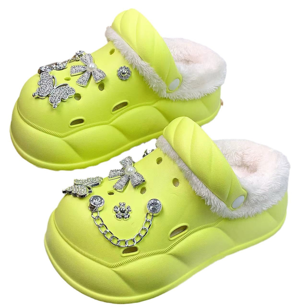 Damen Elegante und bequeme Hausschuhe mit dekorativem Schmuck Fudus