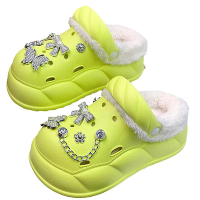 Damen Elegante und bequeme Hausschuhe mit dekorativem Schmuck Fudus