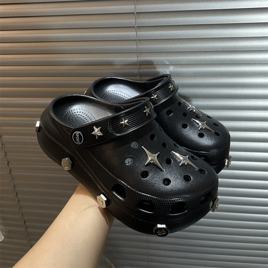 Damen Modische Clogs mit trendigen Sternenakzenten und komfortabler Sohle Fudus