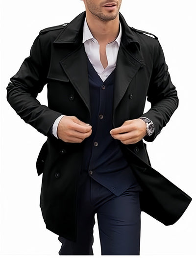 Herren eleganter Trenchcoat mit doppelter Knopfleiste und hochwertigem Innenfutter Aliams