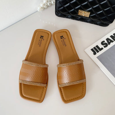 Damen Elegante und bequeme Pantoletten mit Strassverzierungen Fudus