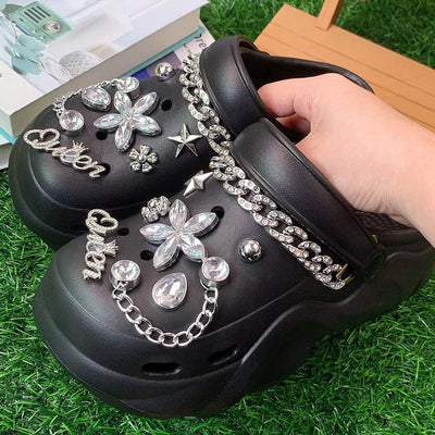 Damen modische Clogs mit funkelndem Schmuck Fudus