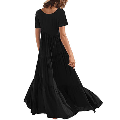 Damen Maxikleid mit lässigem Schnitt und Raffungen Fudus