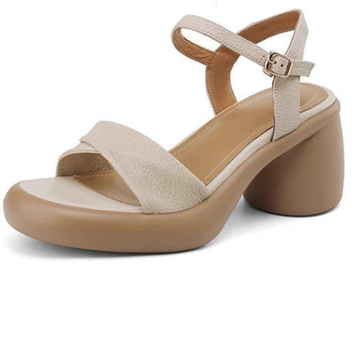 Damen Elegant geschlossene Plateau-Sandalen mit trendigem Blockabsatz und verstellbarem Riemen Fudus