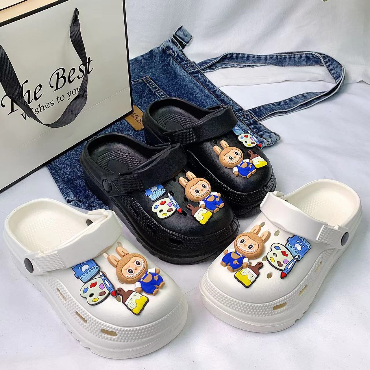 Damen Clogs mit buntem Tiermotiv und Komfortsohle Fudus