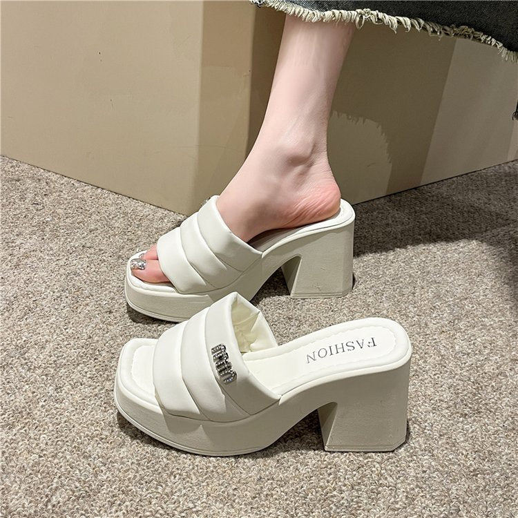 Damen Wedge-Pantoletten mit modischem Blockabsatz und gepolstertem Fußbett Fudus