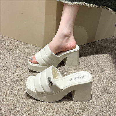 Damen Wedge-Pantoletten mit modischem Blockabsatz und gepolstertem Fußbett Fudus