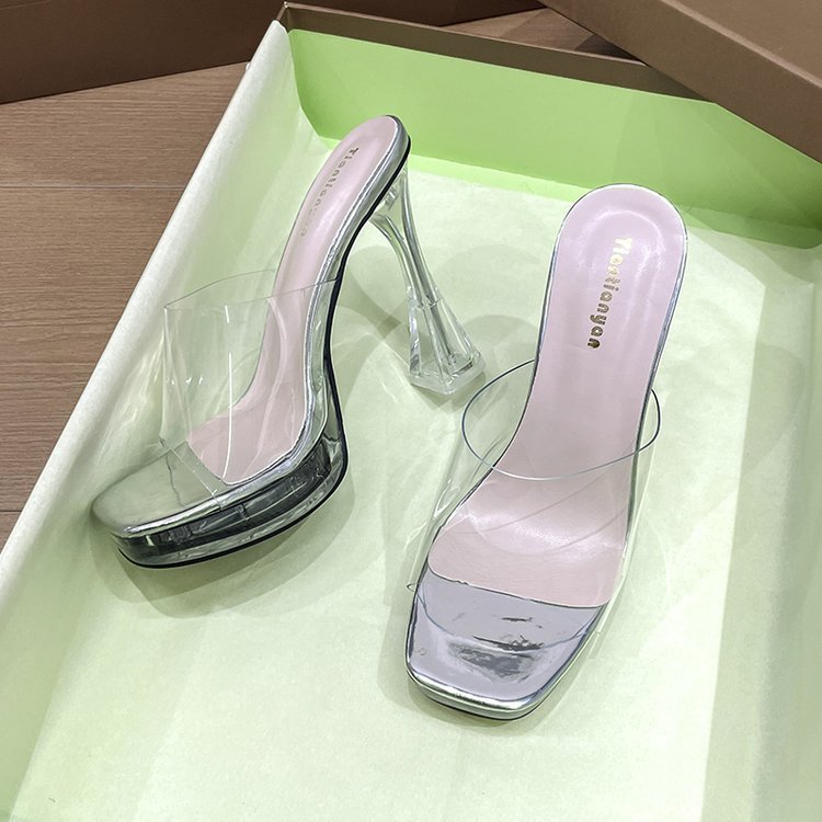 Damen Transparente High-Heels mit Strukturierter Sohle und Klarglas-Absatz Fudus