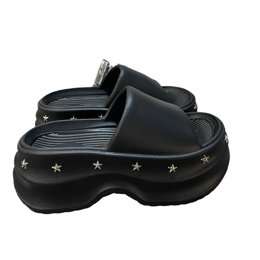 Damen Komfortable Designer-Slides mit funkelnden Sternapplikationen Fudus