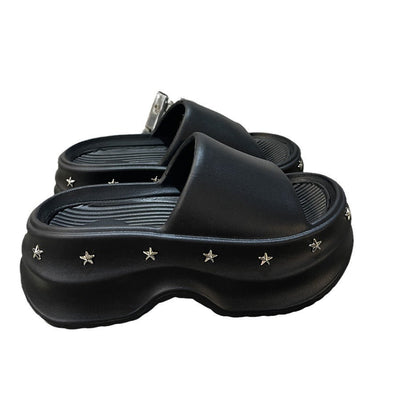 Damen Komfortable Designer-Slides mit funkelnden Sternapplikationen Fudus