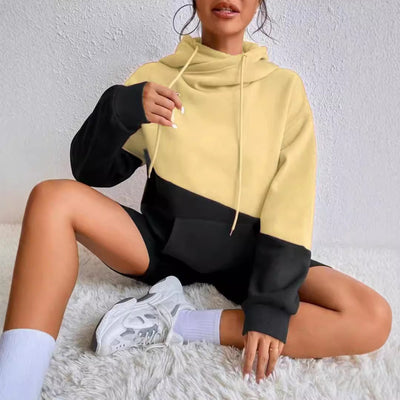 Damen Hoodie mit künstlerischem Farbblockdesign Fudus