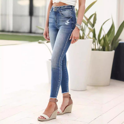 Damen Skinny Jeans mit trendy Destroyed-Details Fudus