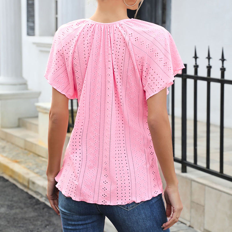 Damen elegante Bluse mit Schleifenverschluss Fudus