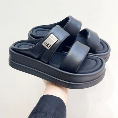 Damen Komfortable Plateau-Sandalen mit breiten Riemen und ergonomischem Fußbett Fudus