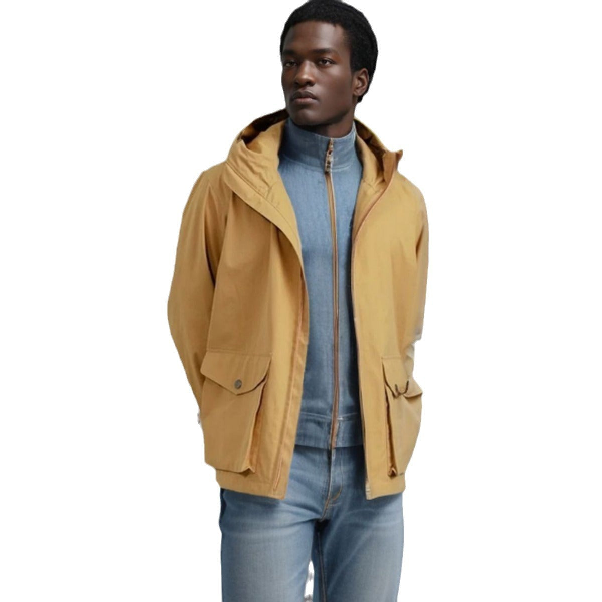 Herren multifunktionale Übergangsjacke mit verstellbarer Kapuze Aliams