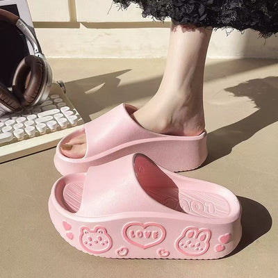 Damen Komfortable und verspielte Plattform-Pantoletten mit tierischen Motiven und rutschfester Sohle Fudus