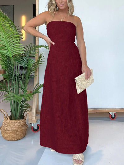 Damen Maxikleid mit schmalem, gerafftem Oberteil und asymmetrischem Saum Fudus