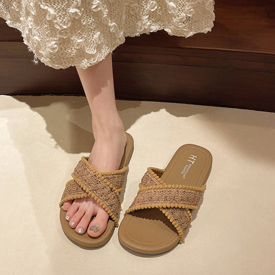 Damen Relaxte und stilvolle Slides mit geflochtenem Design Fudus