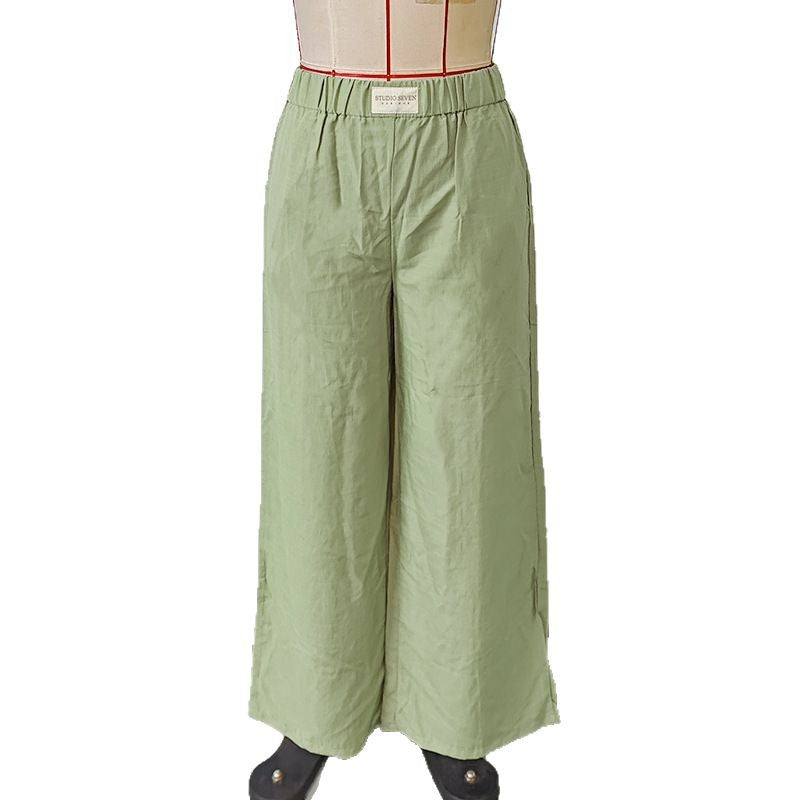 Damen lässige Palazzo-Hosen aus leichtem, atmungsaktivem Stoff mit elastischem Bund Fudus