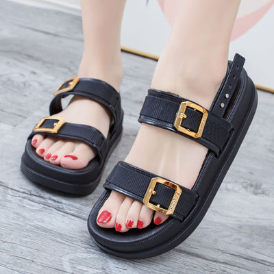 Damen Komfortable Plateau-Sandalen mit verstellbaren Riemen und modischem Schnallen-Detail Fudus
