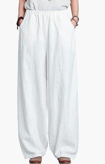 Damen Leichte und luftige Palazzo-Hose mit weitem Schnitt Fudus