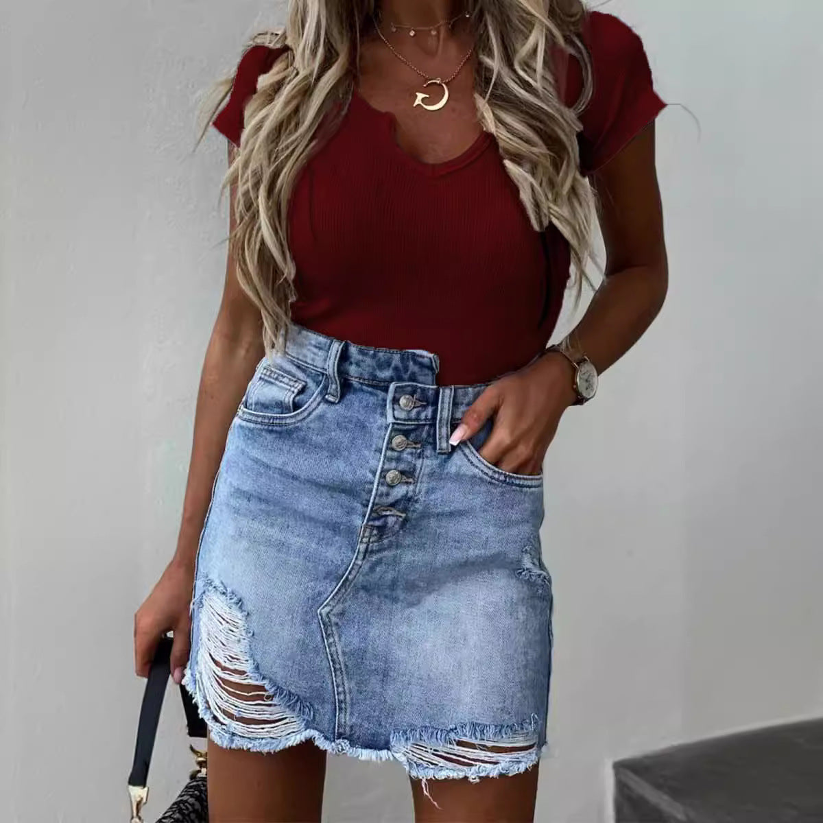 Damen Raffiniertes kurzärmeliges T-Shirt Fudus