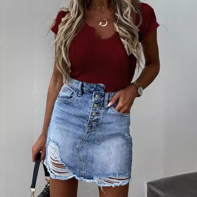 Damen Raffiniertes kurzärmeliges T-Shirt Fudus