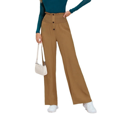 Damen weite und lässige Stoffhose mit seitlichen Eingrifftaschen Fudus