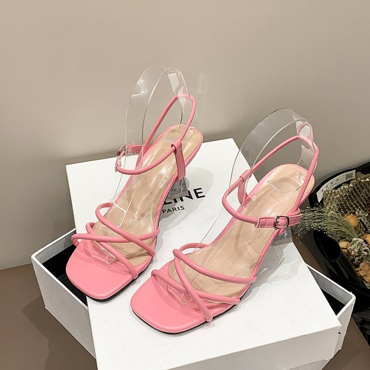 Damen Transparente Absatzsandalen mit verstellbaren Riemen und eleganter Glitzer-Applikation Fudus