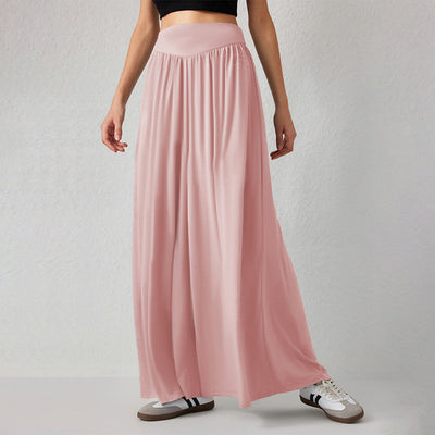 Damen luftige Palazzo-Hose mit hohem Bund Fudus