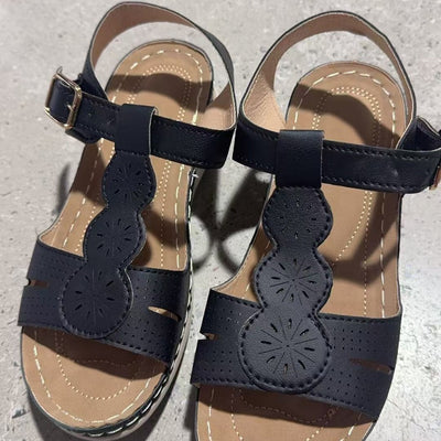 Damen Sommerliche Komfort-Sandalen mit elegantem Blumen-Design und anatomischem Fußbett Fudus