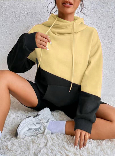 Damen Hoodie mit künstlerischem Farbblockdesign Fudus
