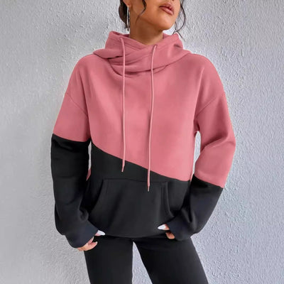 Damen Hoodie mit künstlerischem Farbblockdesign Fudus
