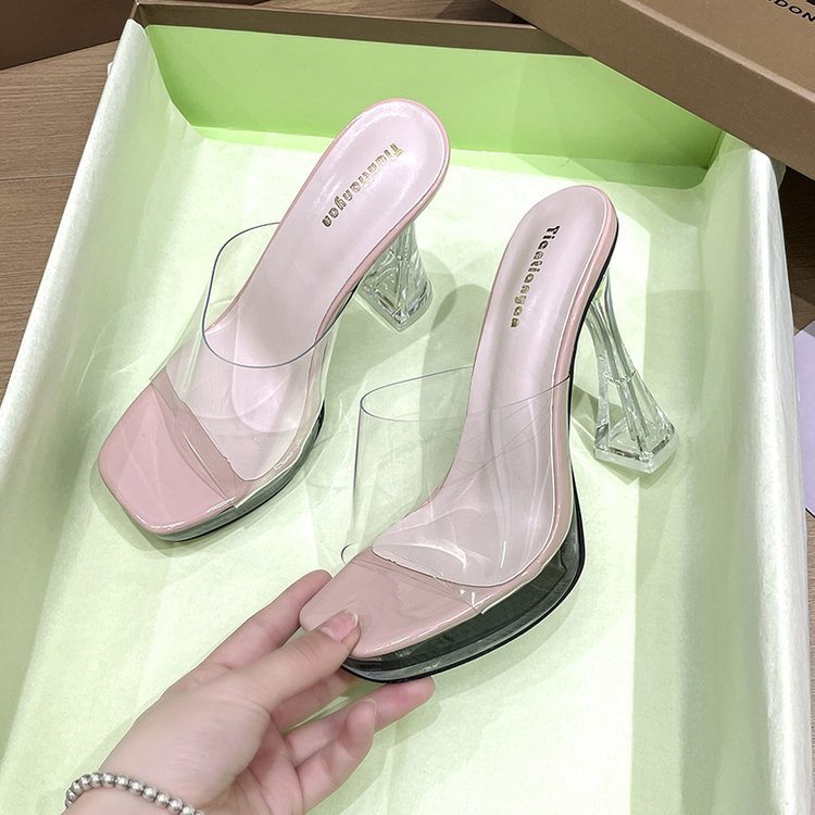 Damen Transparente High-Heels mit Strukturierter Sohle und Klarglas-Absatz Fudus