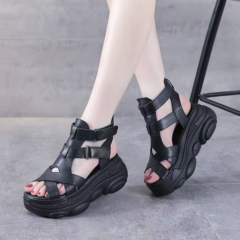 Damen komfortable Plateau-Sandalen mit verstellbaren Riemen und ergonomischer Sohle Fudus