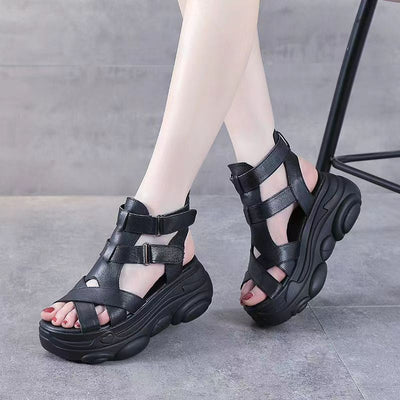 Damen komfortable Plateau-Sandalen mit verstellbaren Riemen und ergonomischer Sohle Fudus