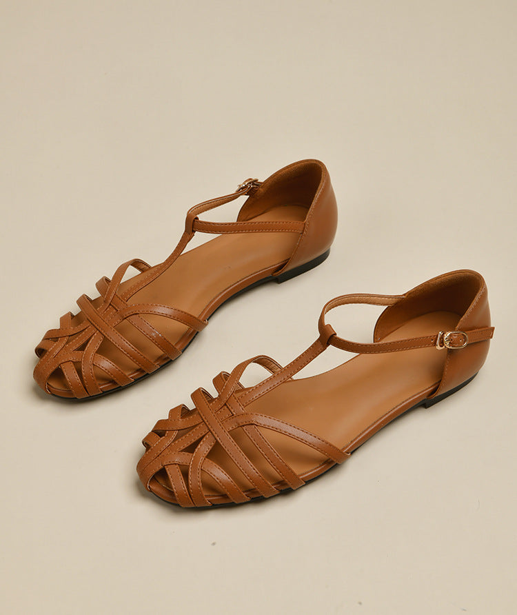 Damen elegante Flachsandalen mit verstellbarem Riemen und modischem Schnitt Fudus