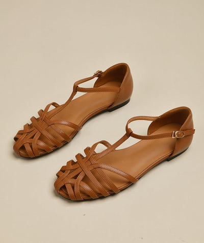 Damen elegante Flachsandalen mit verstellbarem Riemen und modischem Schnitt Fudus