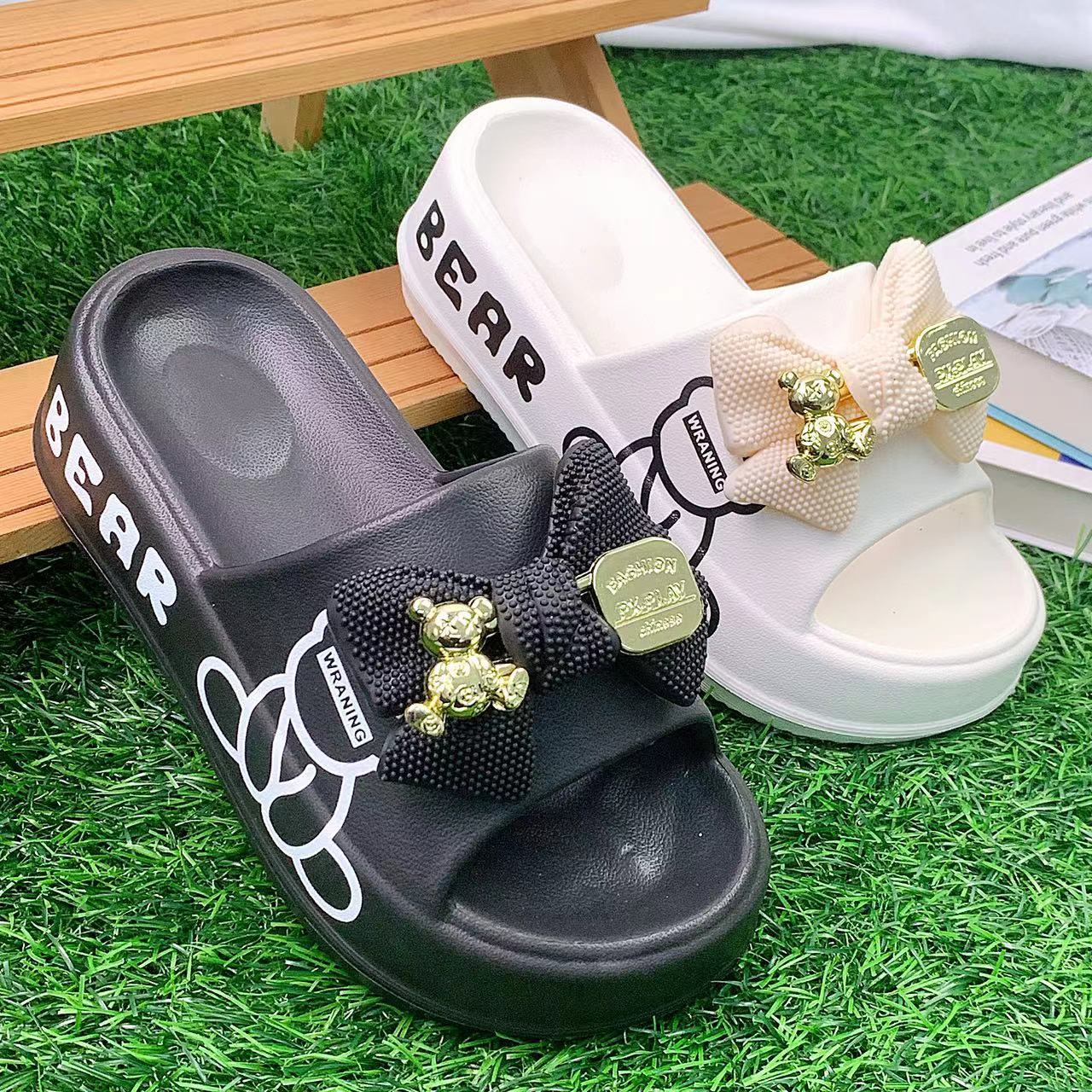 Damen Verspielte Hausschuhe mit Teddy-Design und charmanten Verzierungen Fudus