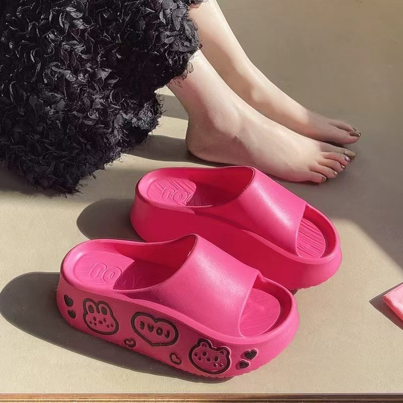 Damen Komfortable und verspielte Plattform-Pantoletten mit tierischen Motiven und rutschfester Sohle Fudus